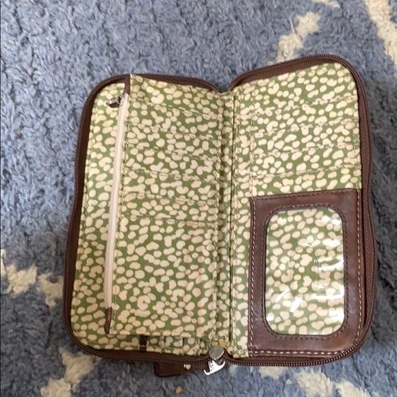 Fossil black white brown wallet with green pattern - Picture 3 of 7
